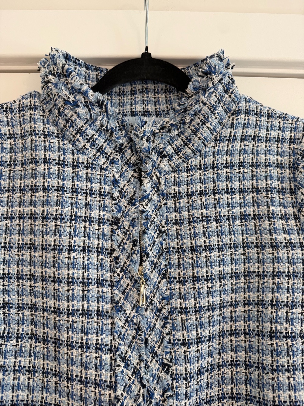 Pomander Place Blue and White Tweed Short-Sleeve A-Line Dress - Picture 2 of 8
